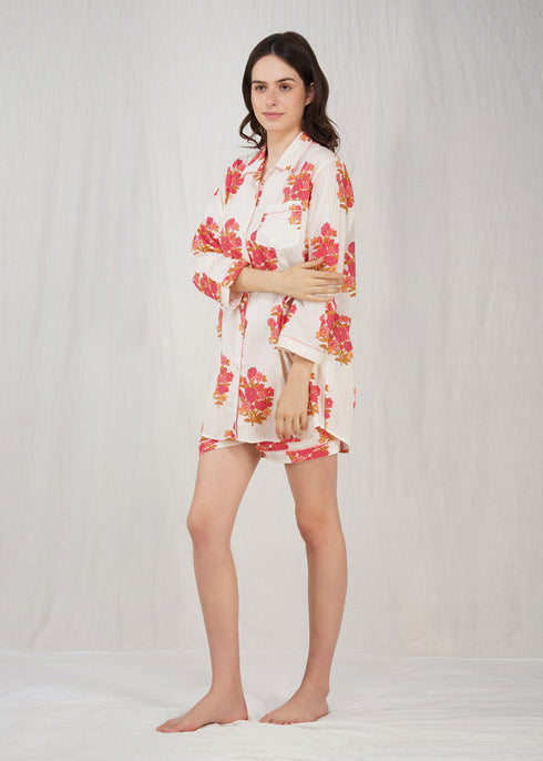 Women's Floral Nightshirt Set